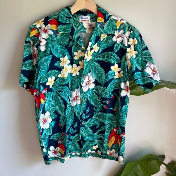 Vintage Other - Vintage Hawaiian Parrot Pattern Short Sleeve Shirt Size Medium
